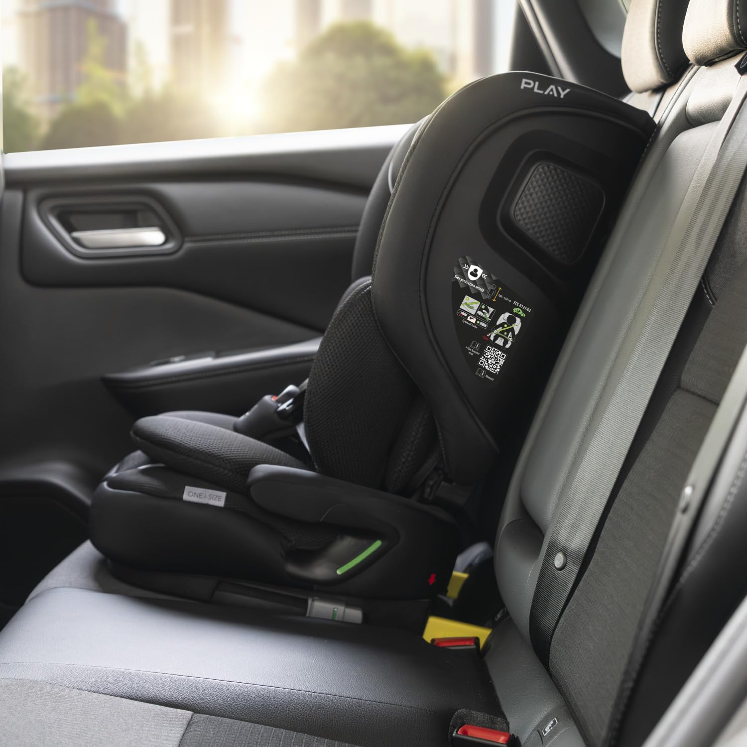 Play One i-Size. Silla de coche con isofix grupo 1/2/3, para bebé de 15 meses y niños de hasta 12 años o 76 cm - 150 cm altura (Black Safe&Go)