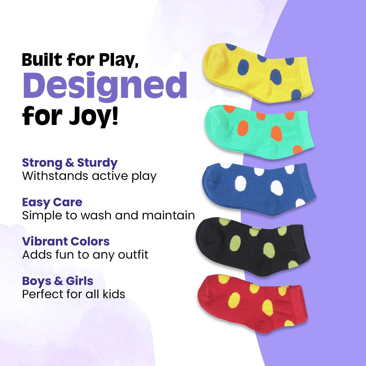 LEALDEALZ Kid's Socks for Boys and Girls - Made with Soft & Breathable Cotton with Antibacterial Wash, Pack Of 5, Circle Printed - For 6 Years To 8 Years Old, Suitable for all day long use 4