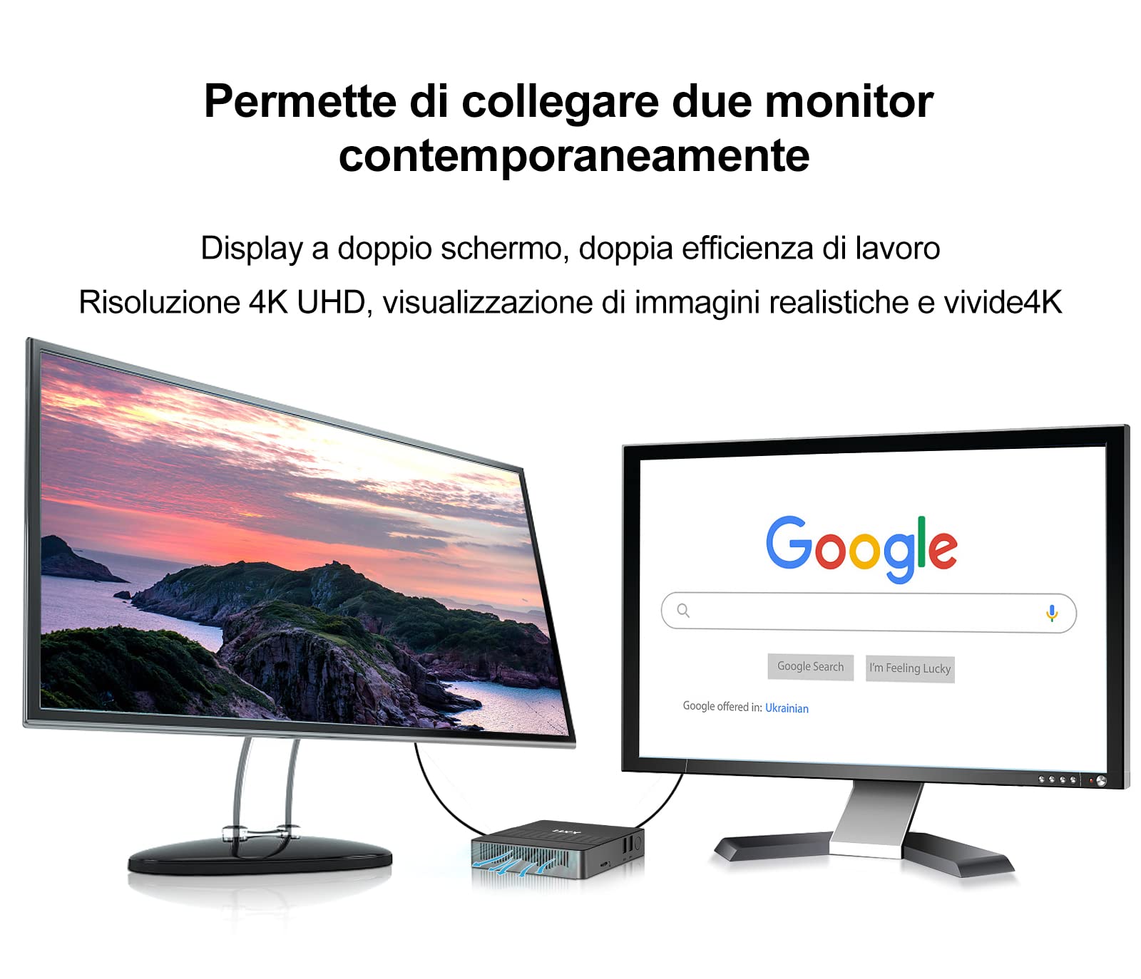 Dghrti Mini PC Supporto 512GB SSD Expansion, N3350 Desktop Computer 64GB, Small PC Gaming 4K IPS,Supporto Dual Display, BT, 2.4G/5G WiFi, USB 3.0 -Grigio