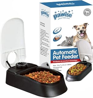 Pawise Automatic Pet Feeder 300ml Automatic Food Dispenser Station with 48-Hour Timer for Dogs and Cats - Single…