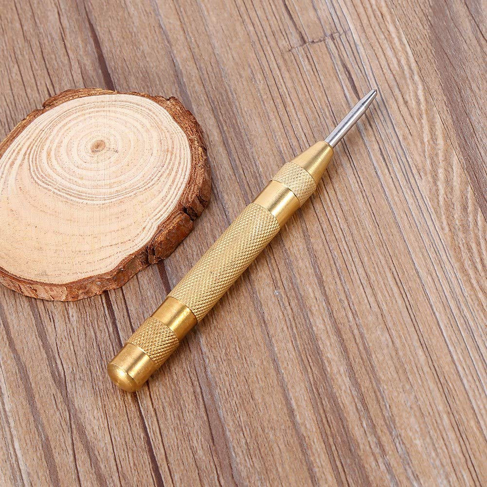 Spring Loaded Punch Tool,Semiautomatic Center Punch Tool with Hss Tip Spring Loaded Brass Body,Spring Loaded Punch for Variety of Tasks