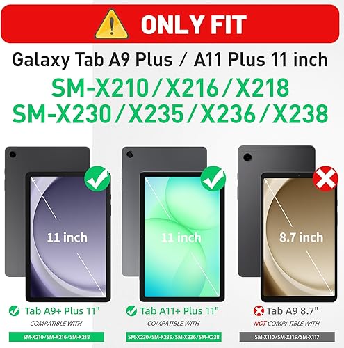 Miniatura 7 de HXCASEAC Funda para Samsung Galaxy Tab A9+ Plus de 11 pulgadas, protectora con protector de pantalla/correa de mano/soporte para bolígrafo,