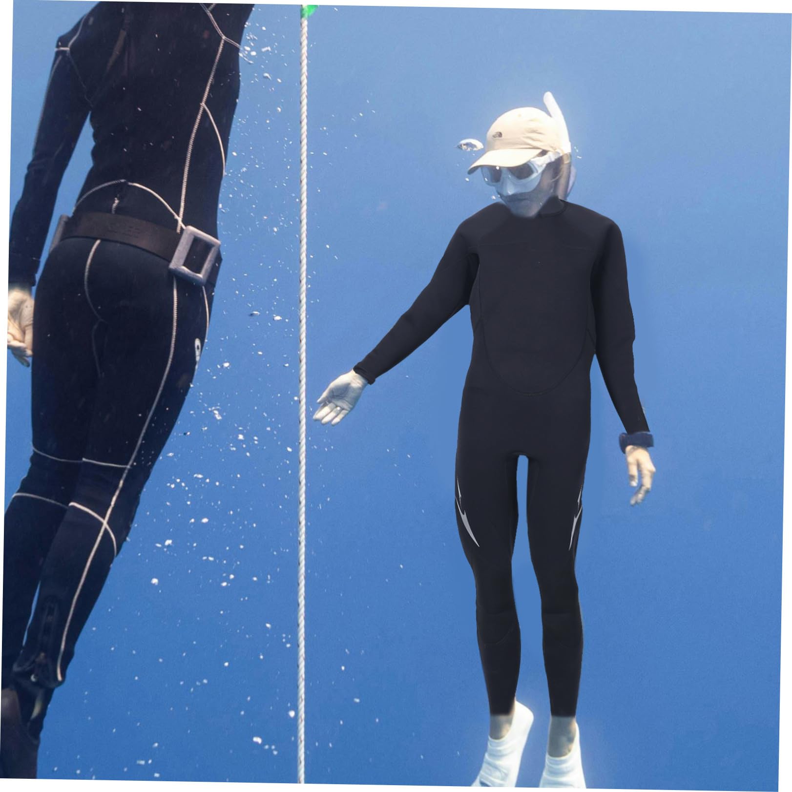 Damen EIN Stück Neoprenanzug Langärmlig Schwarz für Wasseraktivitäten | Scr Neopren und Nylon, Weiches Tragegefühl, Größe L für 50 bis 57kg