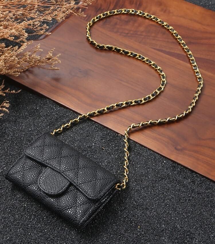 Miniatura 8 de Kit de conversión de tarjetero para billetera pequeña con solapa y correa de cadena, cartera pequeña clásica en cadena, kit convertidor cruzado para