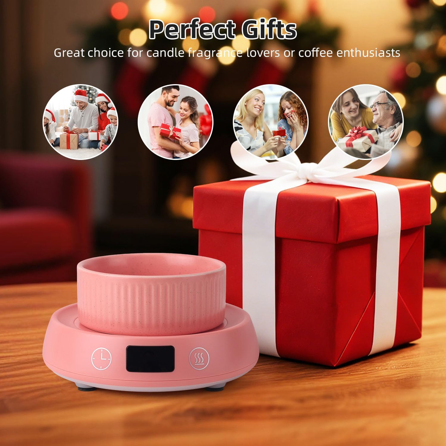 Mug Warmer for Desk with Auto Shut Off, Electric Coffee Cup Candle Wax Melter Warmer with 1-9H Timer, Smart Mug Warmer Tea Coffee Beverage Heated Mug Plate for Home Office, Ideal Coffee Lover Gift