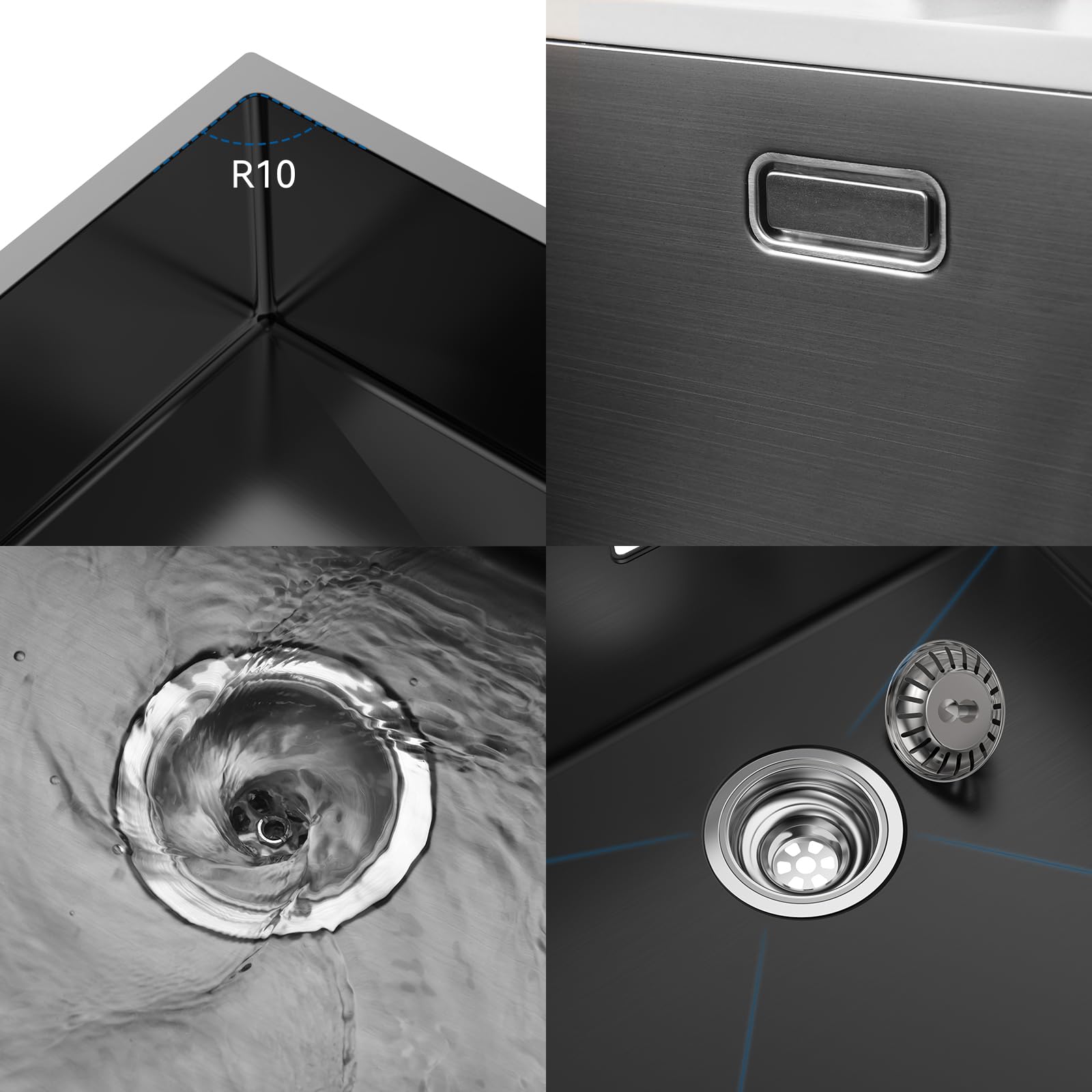 CECIPA Évier Cuisine 2 Bacs Inox 78 * 43 cm, Évier Inox Montage à Encastrer avec Distributeur de Savon, en Siphon et Trop-Plein, pour Caissons de 80 cm de Large Min