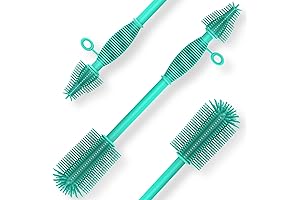 Double Sided Cleaning Brush for Narrow Neck Bottles and Kitchen Scrub, Reusable...