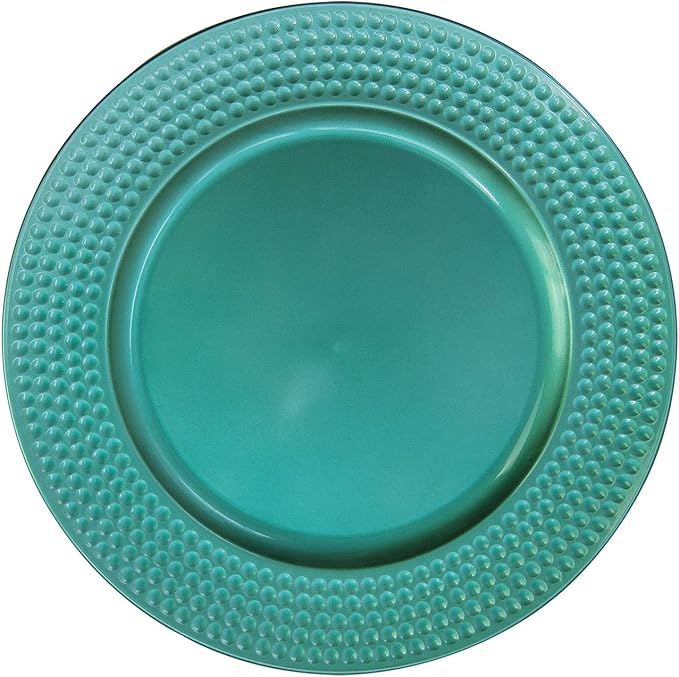 Turquoise Hammered Plastic Charger Plates 12 pcs 13 Inch