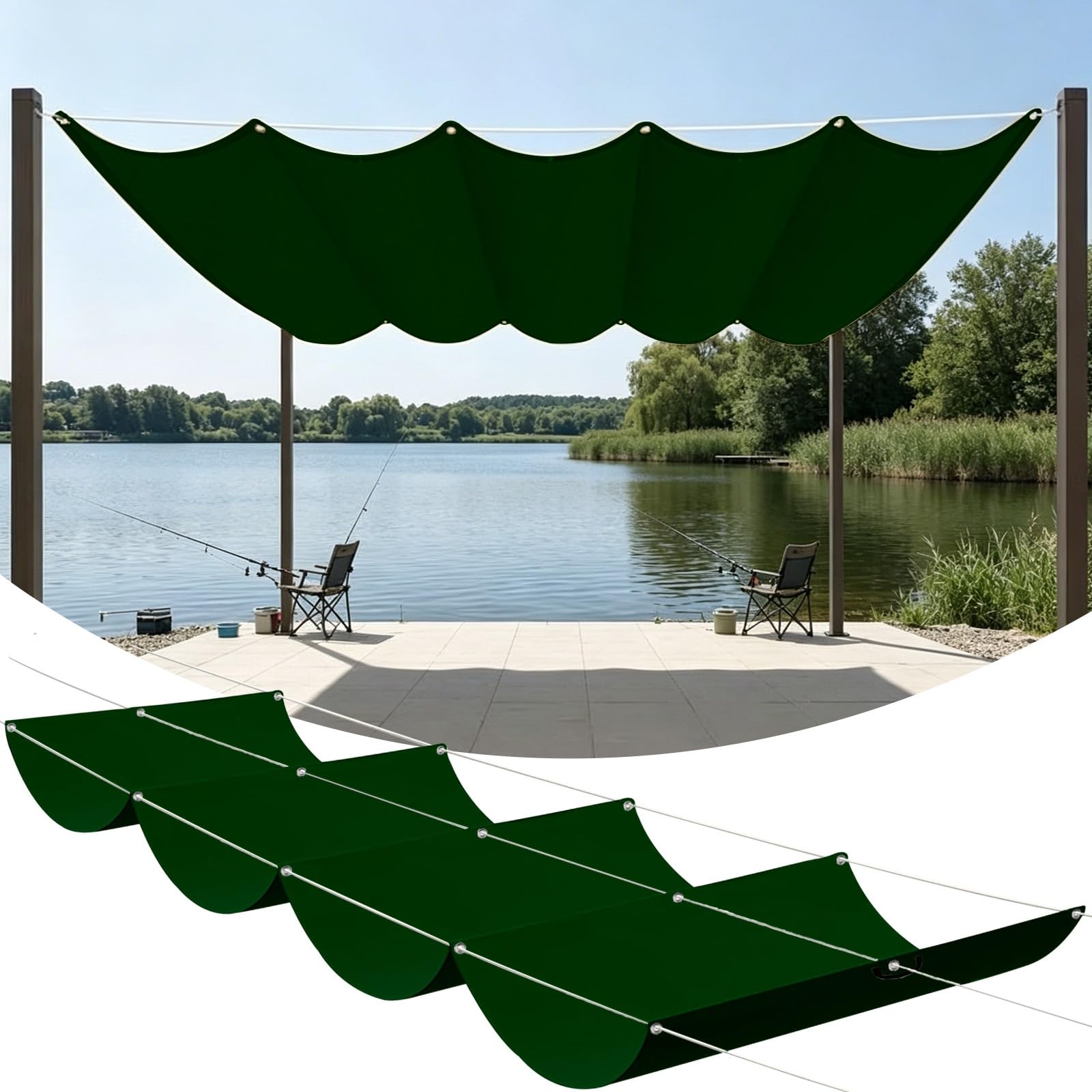 Voile d'ombrage pour jardin et camping toile rétractable verte