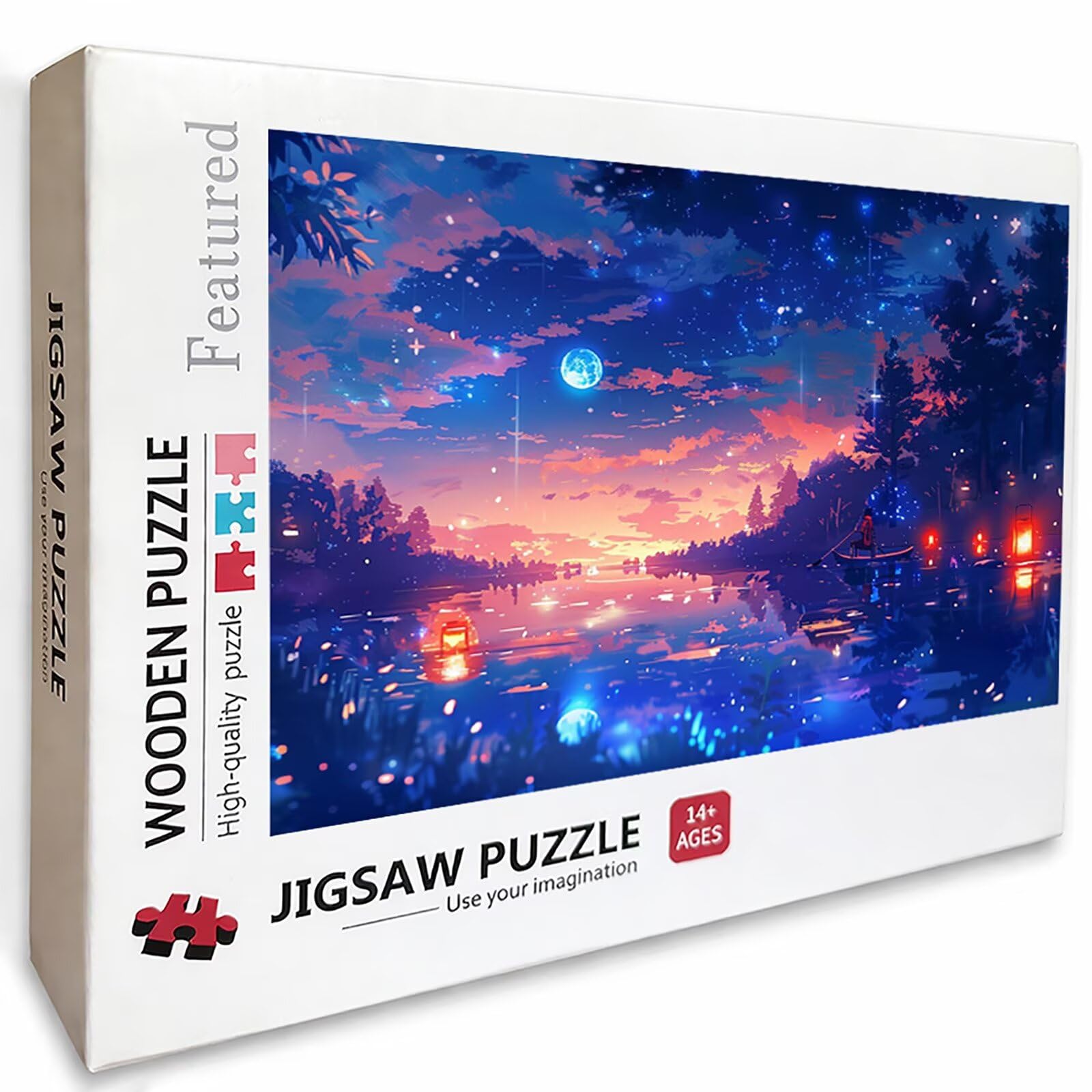 Puzzle Sztuka z księżycowym pudełkiem, gwiaździste niebo drewniane puzzle 3000 sztuk dorosłych 122 x 81 cm, łamigłówka, zajęcia rozrywkowe na wysokim poziomie trudności, układanka dla całej rodziny