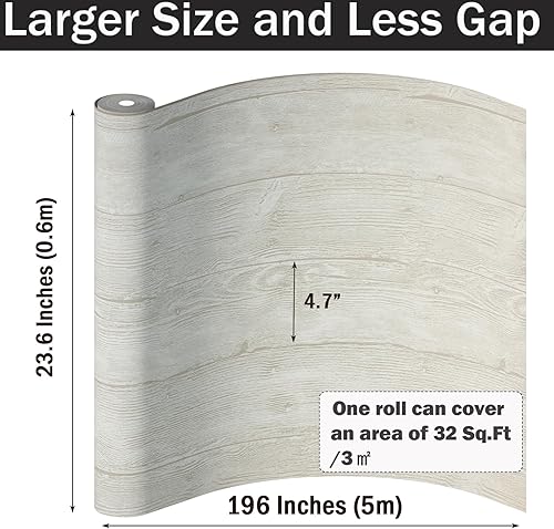 Miniatura 91 de Oxdigi Rollo de vinilo autoadhesivo para suelos de 24 x 393 pulgadas / 64 pies cuadrados, tablones de vinilo autoadhesivos para suelos de madera