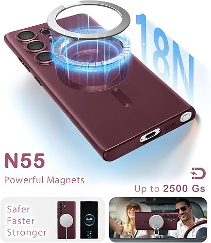 Miniatura 3 de Funda Magnética para Samsung Galaxy S25 Ultra para Mujeres Hombres Niñas [Compatible con MagSafe] [Protector de Lente de Cámara] Mate Bonita Delgada