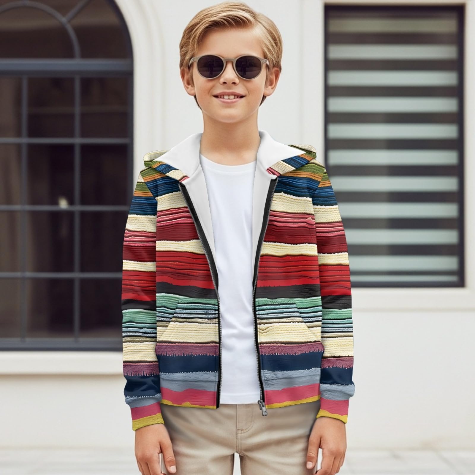 Amzbeauty Chaqueta clásica con capucha y cremallera completa para niños y niñas, abrigo cálido de manga larga de polietileno con capucha