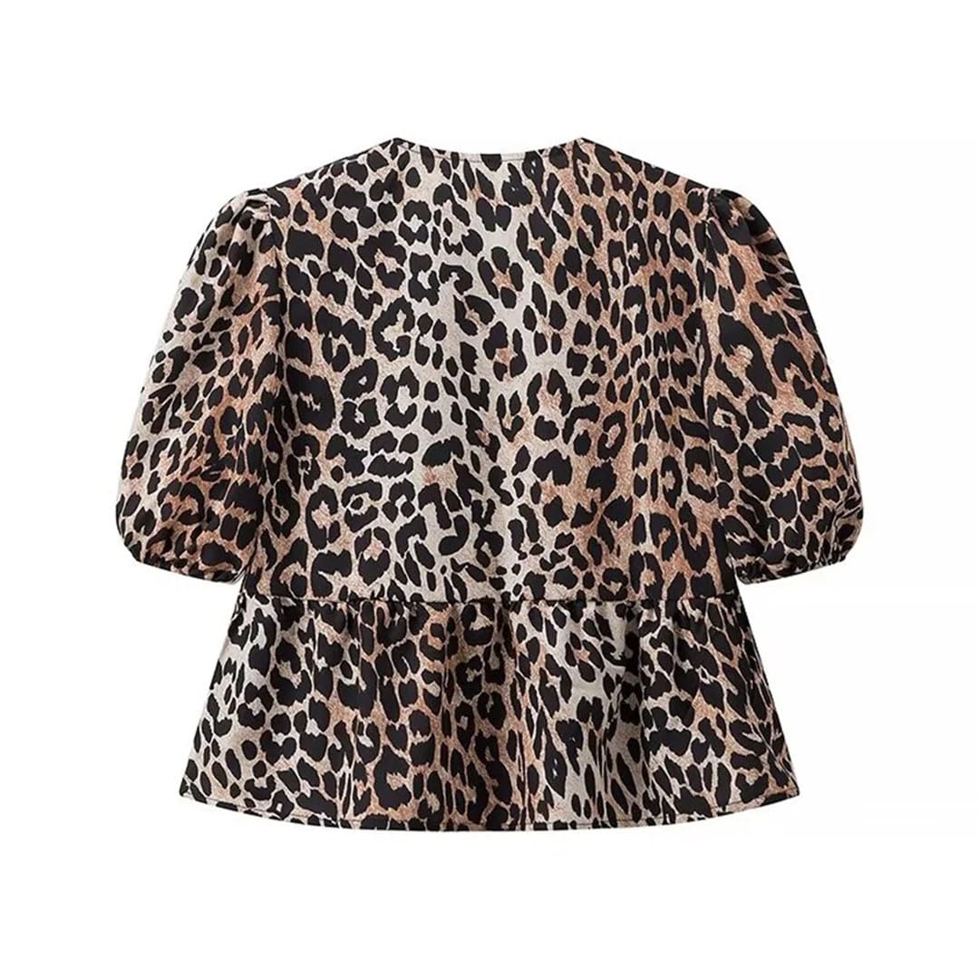Primavera Donne Stile Girocollo Pizzo Decorazione Dolce Bolla Maniche Camicia Corta