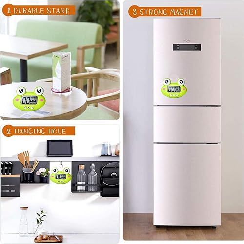 Miniatura 4 de Temporizador de cocina, lindo temporizador de cuenta regresiva de animales de dibujos animados, cocina digital con magnético, reloj visual LCD de