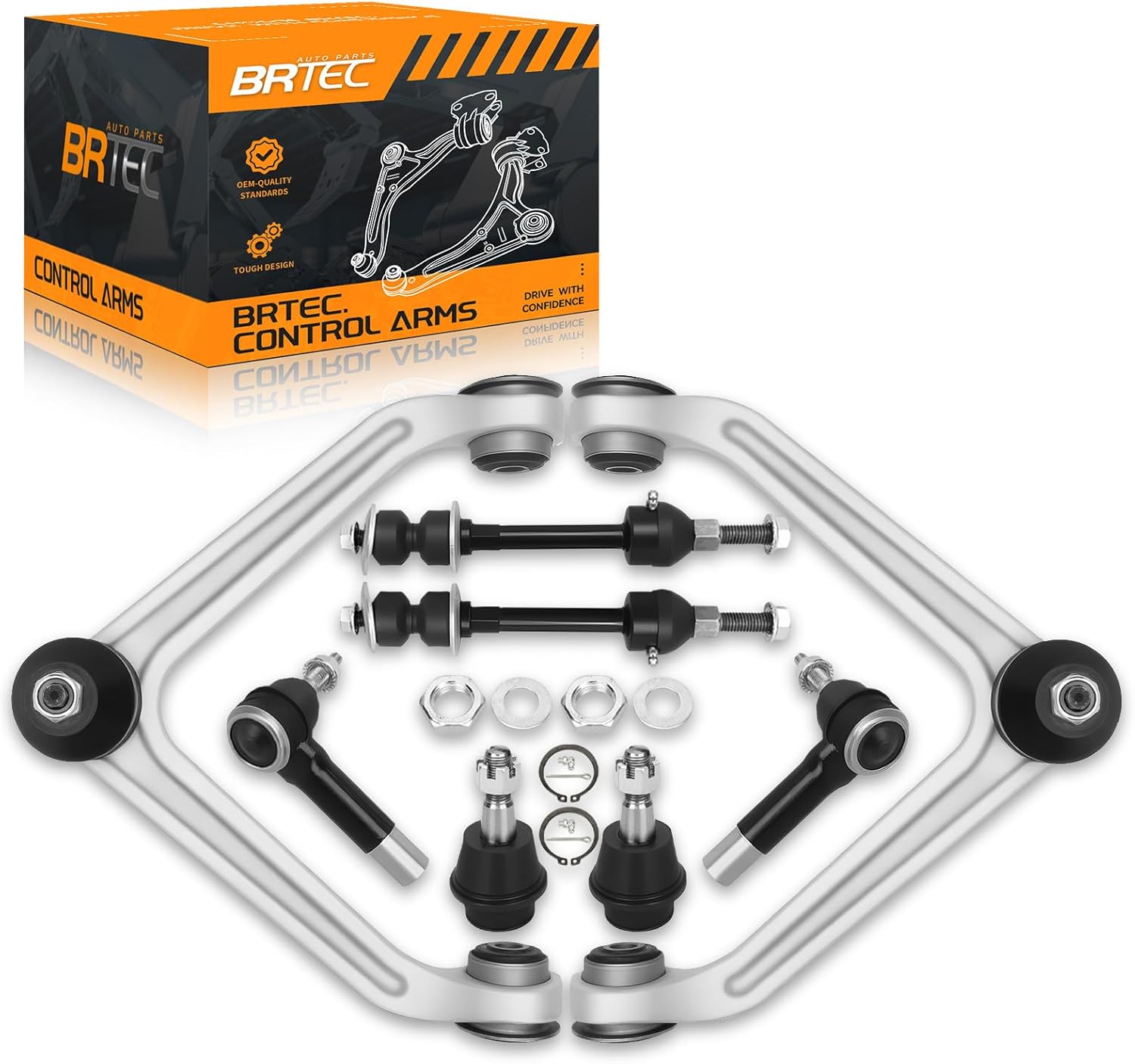 2WD 5-Lug Front Suspension kit for Dodge Ram 1500 2002 2003 2004 2005 Upper Control Arms w/Ball Joints + Sway Bars Outer Tie Rods 8pc Set