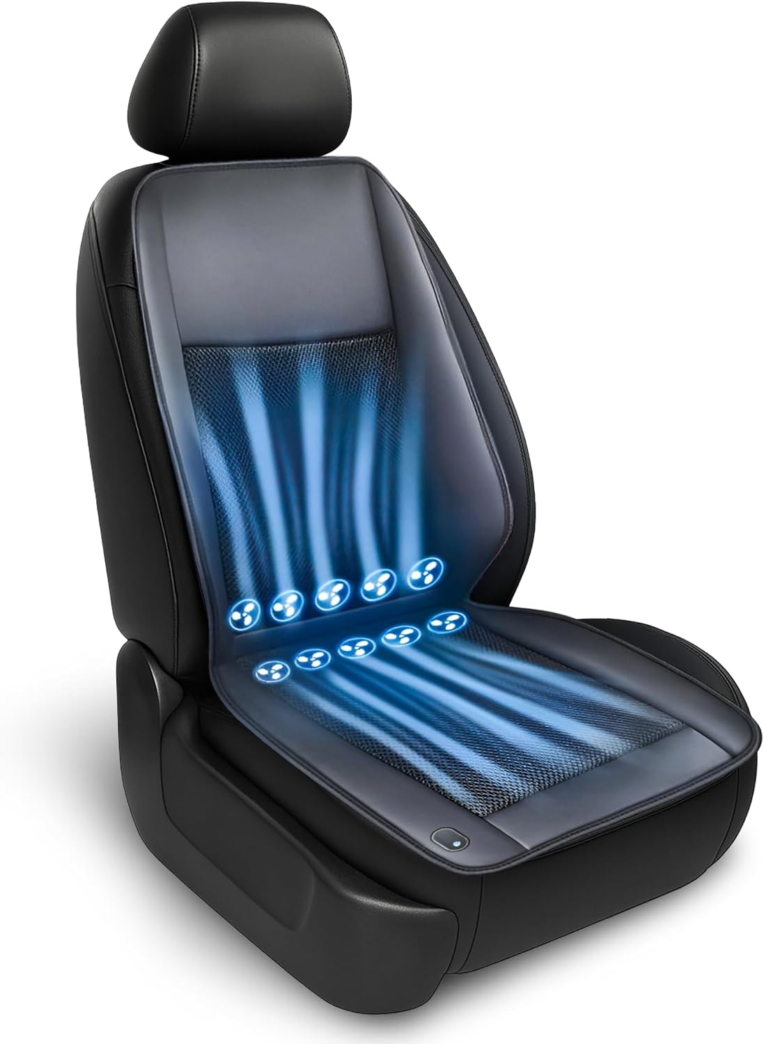 Cooling Car Seat Cover – Ventilated Car Seat Cooler with 10 Turbo Fans & Wired Remote, 3-Speed Cooling Seat Cushion, Universal Fit Car SUV Truck, Breathable 3D Mesh Leather