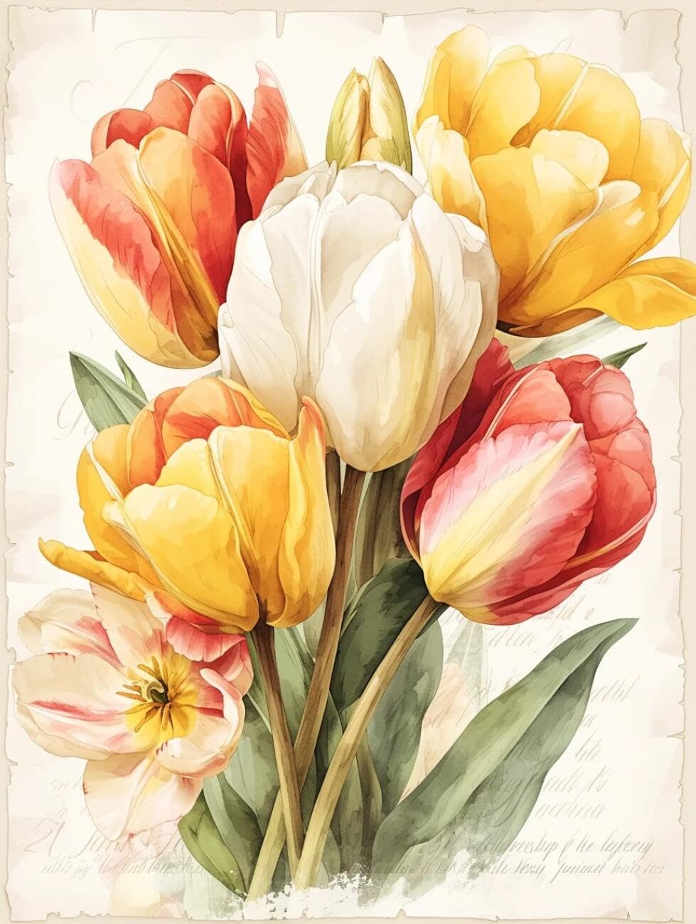 RKFLGEW Flowers 14CT Cross-Stitch Kits Tulip Bouquet DIY Cross Stitch Patterns Kits Crafts Needlework Embroidery Set for Home Decor 40x50cm