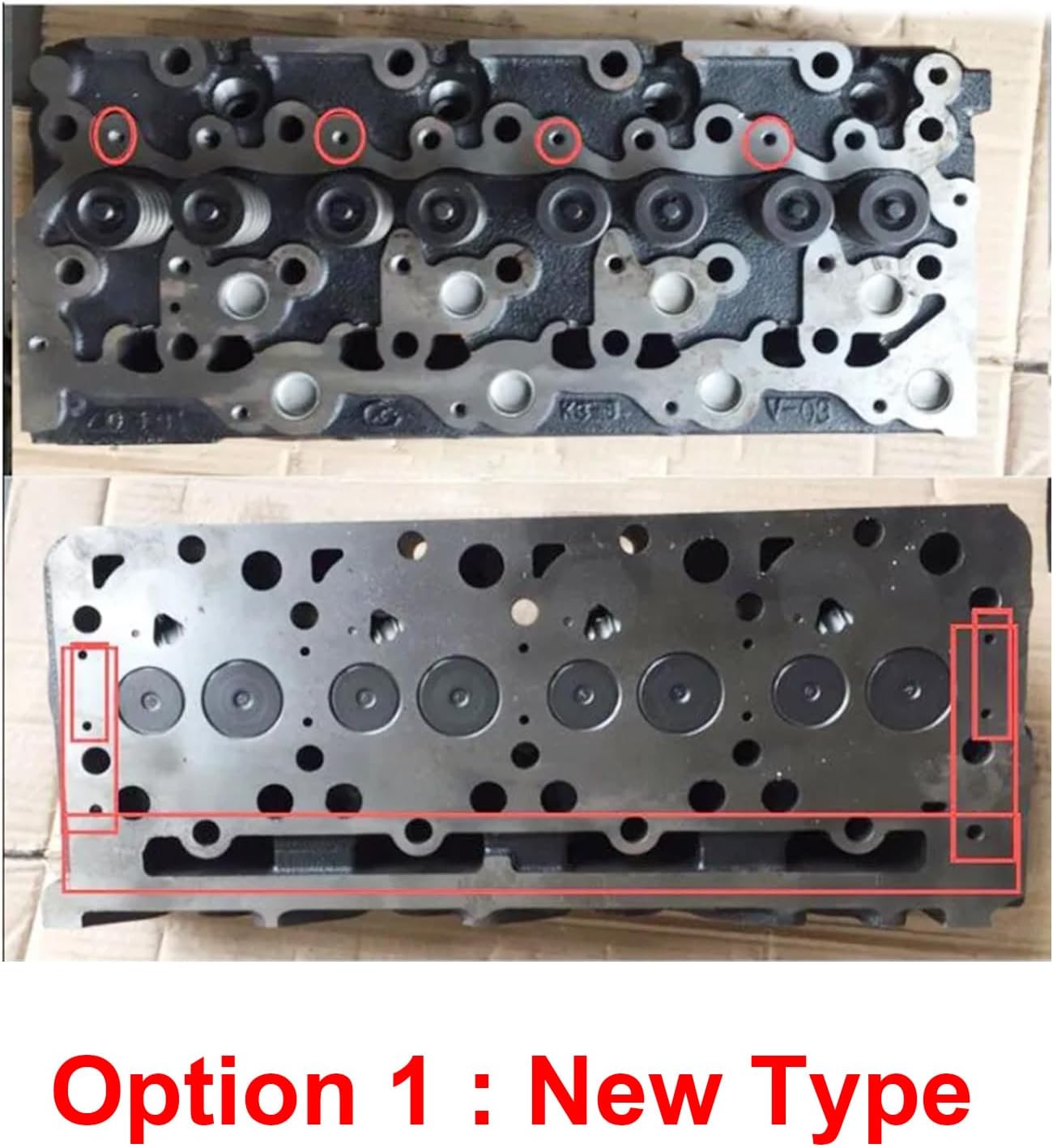 Cylinder Head Compatible for Kubota V2003 Engine (Bare Cylinder Head, Option 1 : New Type)