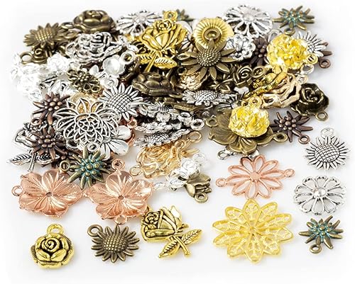 Miniatura 5 de stino Dijes de metal de 3.53 oz para la fabricación de joyas, dijes de plata y oro a granel para hacer collares, joyas y manualidades