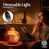 Vista 3 de UMAID Lámpara de sal del Himalaya con cuenco y 6 bolas de masaje – Lámpara de sal rosa natural regulable para relajación, meditación, yoga, spa