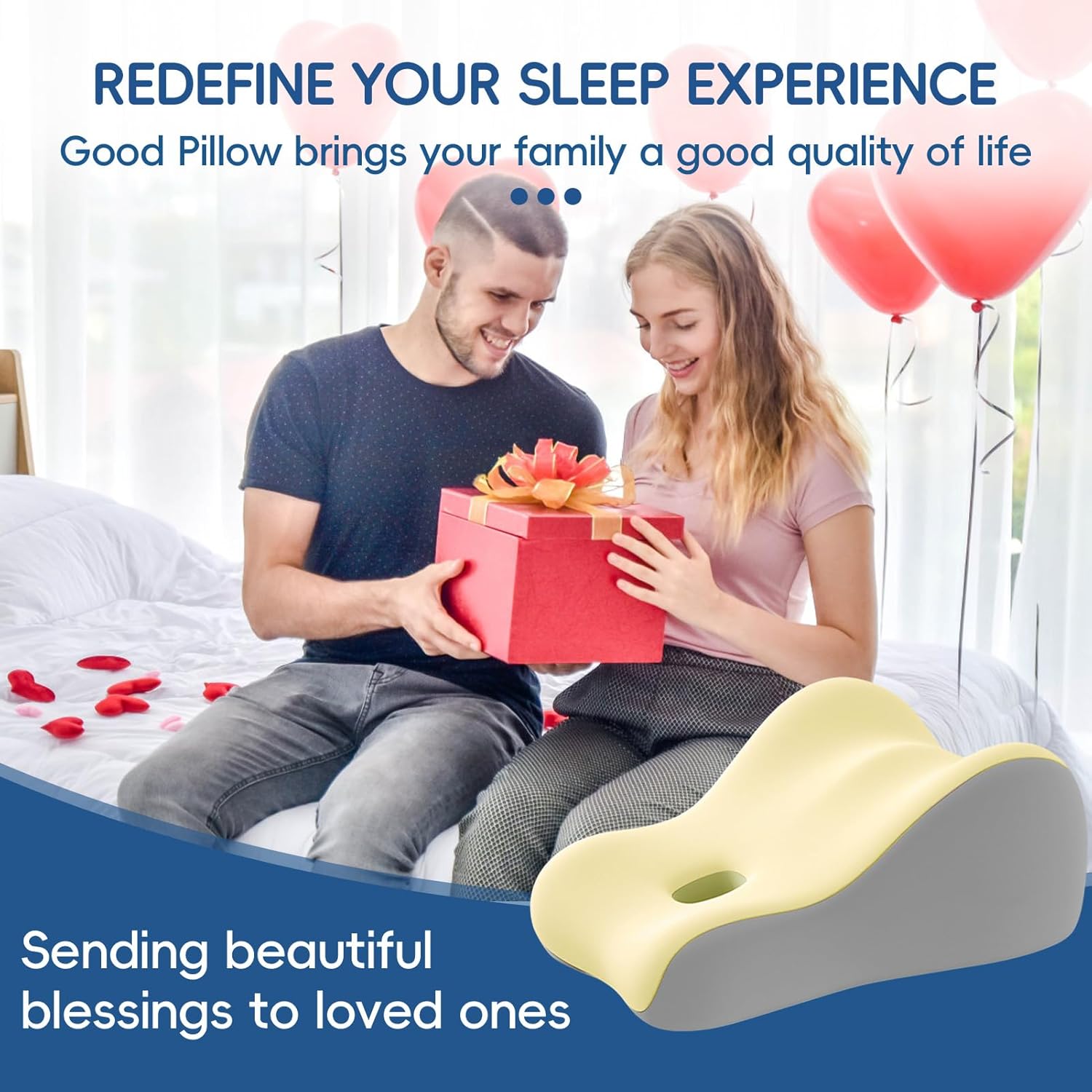 Latex Comfort Pillow for Adults | Supportive Cushion for Pregnancy, Relaxation & Couples | All-Purpose Sleeping & Lounging Pillow with Washable Cover-Yellow
