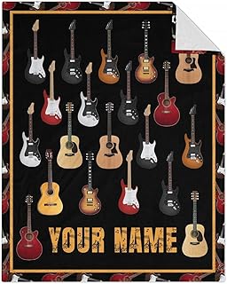 Custom Guitar Throw Blanket - Soft, Fuzzy & Warm - 40x50 Inches Flannel Blankets for Travel, Office - Black Vintage Throws Gift for Kids
