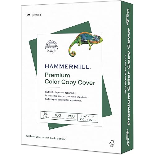 Hammermill Cardstock, Premium Color Copy, 80 lb, 8.5 x 11 - 1 Pack (250 Sheets) - 100 Bright, Made in the USA Card Stock, 120023R, White