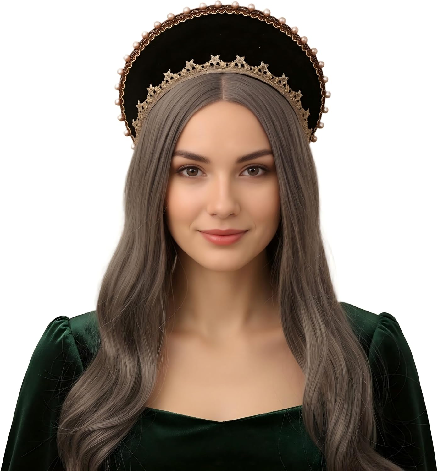 Anne Boleyn Tudor Elizabethan French Hood Headband Royal Coronet Headpiece, Palace Retro Cosplay Hair Accessory