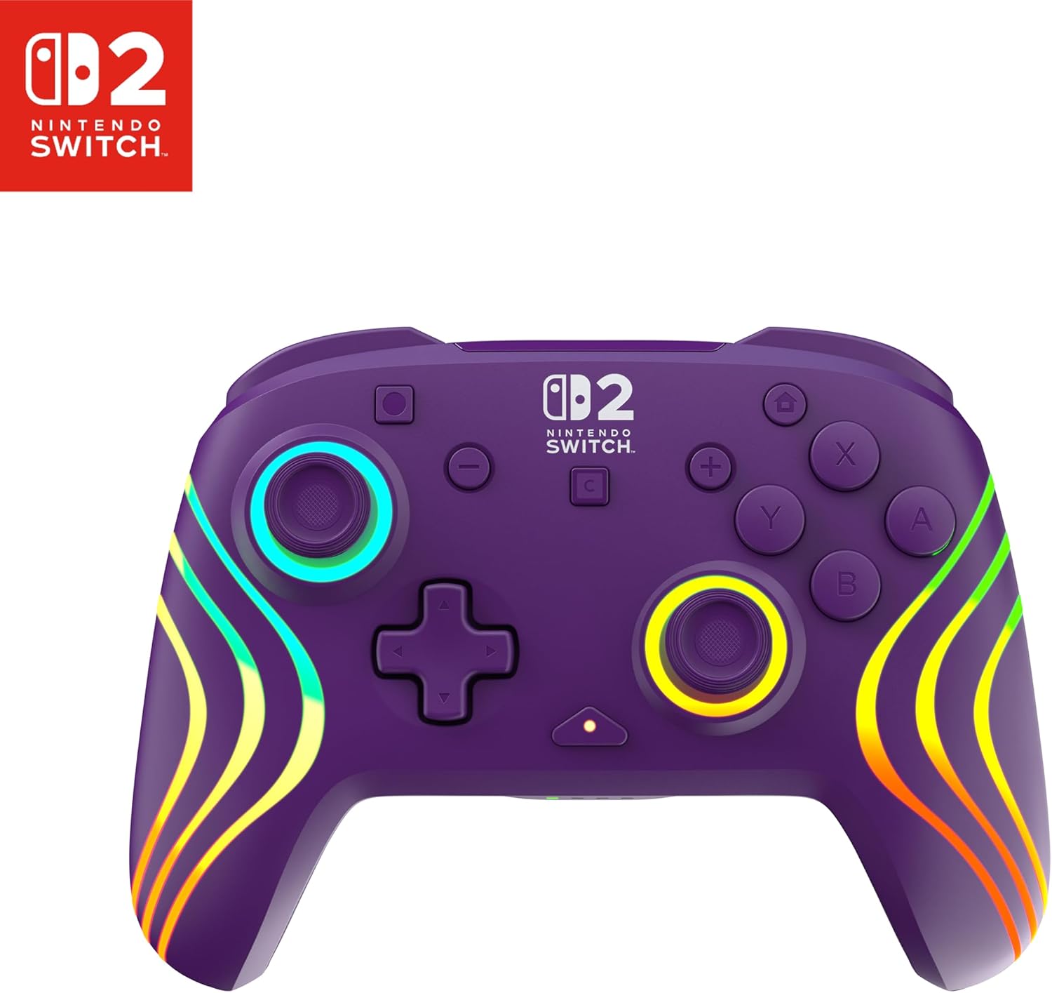 Turtle Beach Afterglow Wave Wireless RGB Gaming Controller - Officially Licensed for Nintendo Switch 2, Nintendo Switch/Switch Lite/OLED - TMR Thumbsticks, Customizable Lighting – Purple