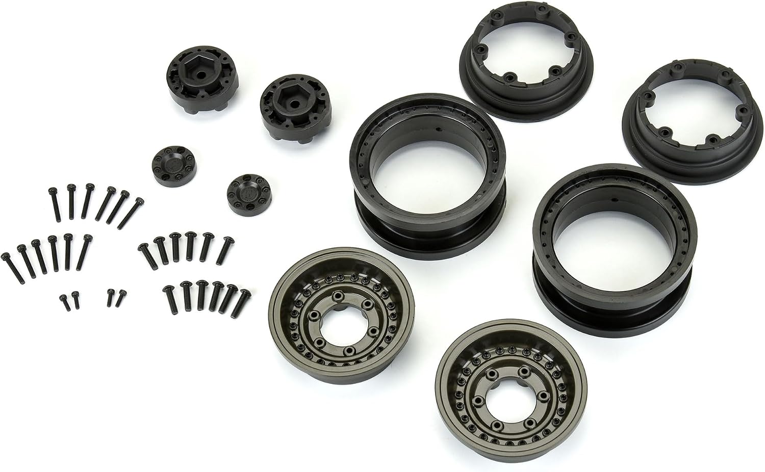 Pro-Line Racing Black Rhino Armory Gunmetal 2.9" Aluminum Dual Offset +5/+10 Wheels for Axial SCX6 PRO282600