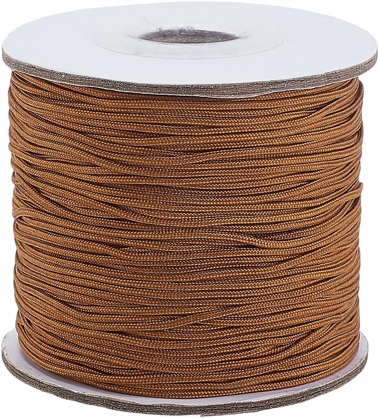 PH PandaHall 100 Yards Nylon String 1mm Beading Thread Blind Cord Bracelet String Nylon Cord Lift Shade Cord Braided Thread Strings for Bracelet Making Chinese Knot Crafting, Camel Color
