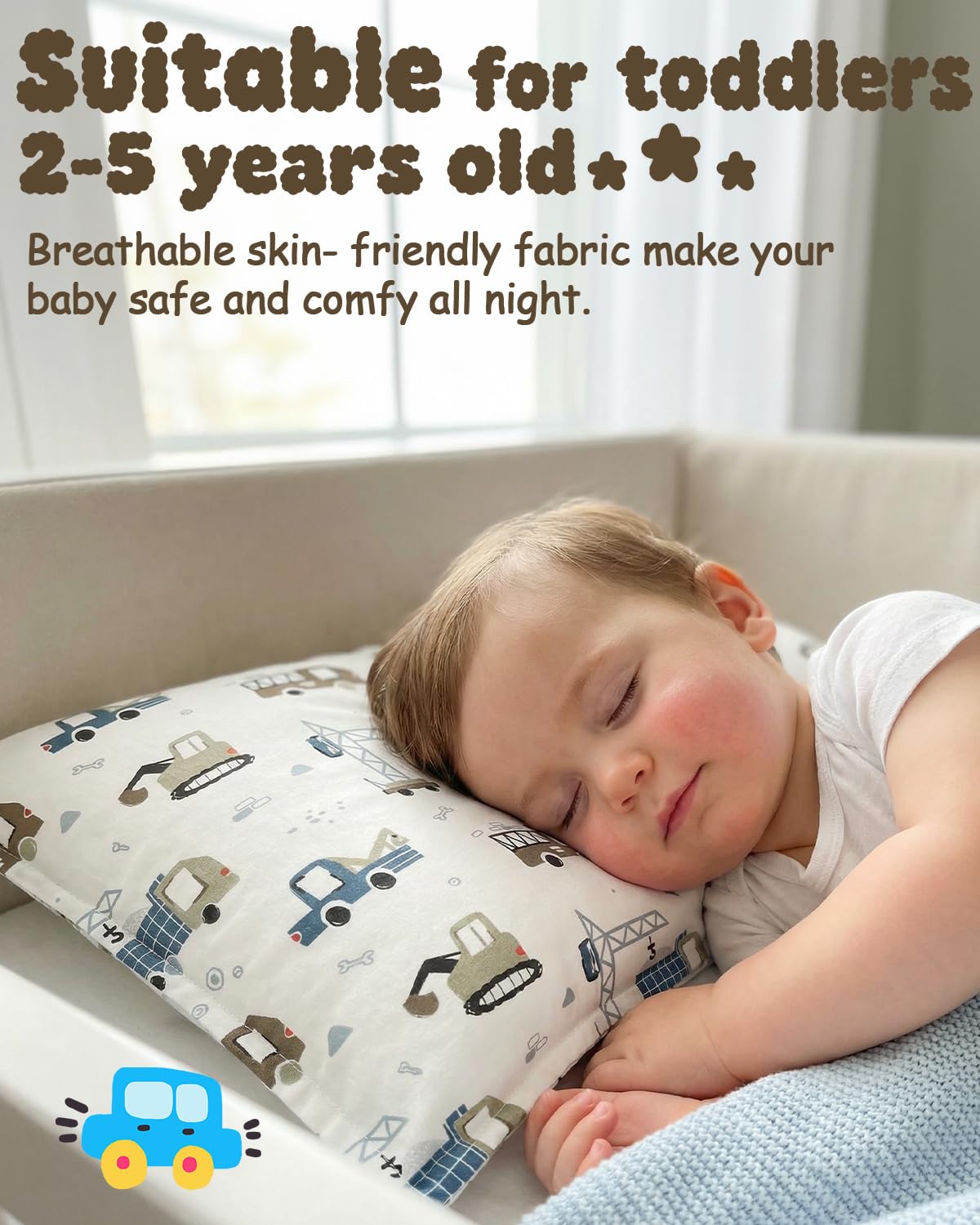 ALVABABY Toddler Pillowcases 2 Pack Organic Cotton Fit 13"x 18" or 12"x16" Kids Pillow Cover Envelope for Girl Boy Travel(Pillowcase Only)