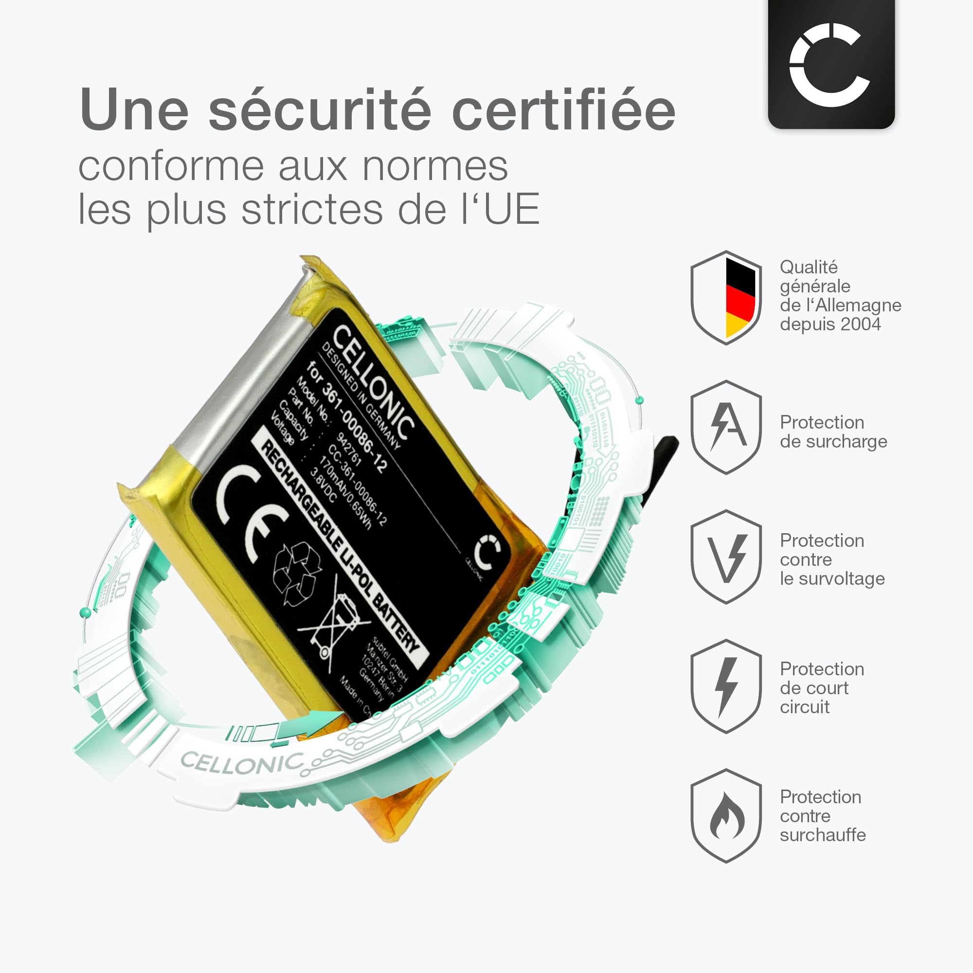 Garmin Fenix 6 CELLONIC, Batterie Pour Montre Intelligente Et Bracelet De Fitness Compatible Avec Garmin Forerunner PD3032, 361-00047-00, S1 (3.7V, 200mAh) + Kit D'outils Batterie Pour Montre Garmin