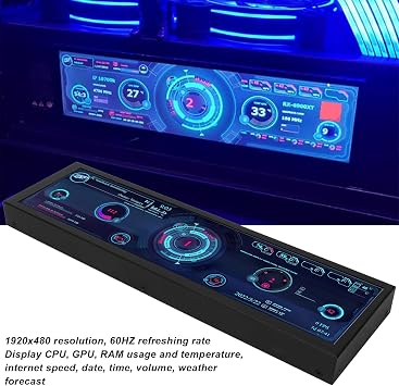 Dpofirs 8.8 Inch CPU Hardware Temperature Monitor, Sensor Panel Display 1920x480 for ARGB Computer Case, Secondary Screen for Linux, Gifts