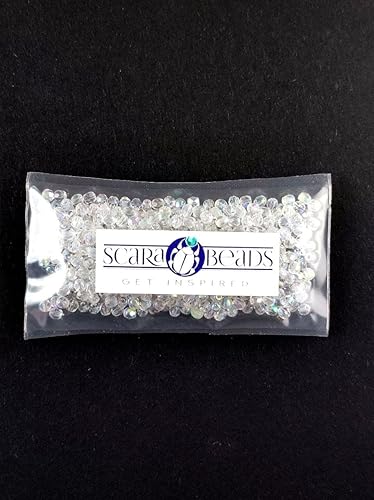 Miniatura 5 de 600 cuentas de vidrio de 0.118 in facetadas redondas 1/2 color de masa: cristal AB