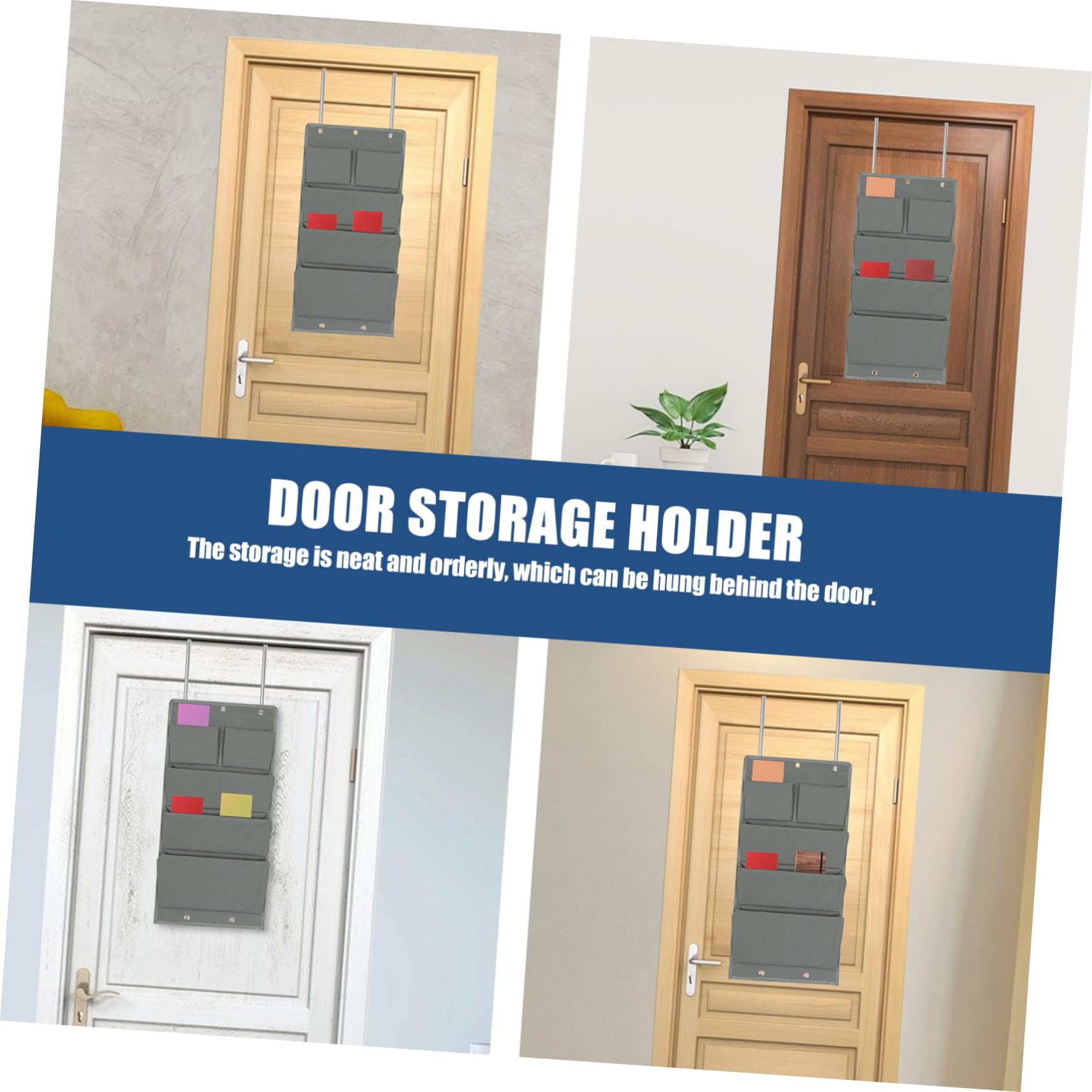 Organizer da Appendere alla Porta a 5 Tasche, 600d Oxford | Dietro L’anta, Grigio, Soluzione Multi-scomparto per Ordine e Spazio Extra in Camera o Dormitorio