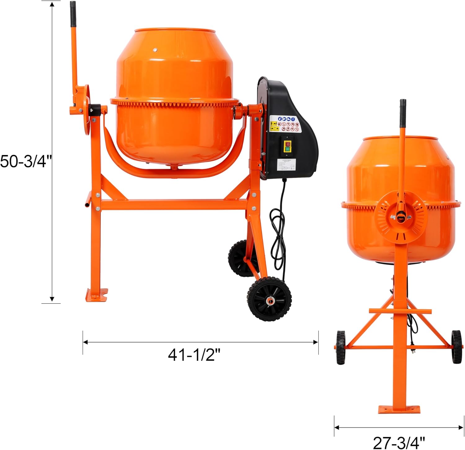 4.2 Cu. Ft Electric Cement Mixer.Portable Concrete Mixer with Heavy-Duty Cast Iron Drum,110V Direct-Drive Motor for Mortar,Stucco & Fodder Mixing.Efficient & Safe for Construction & DIY Projects