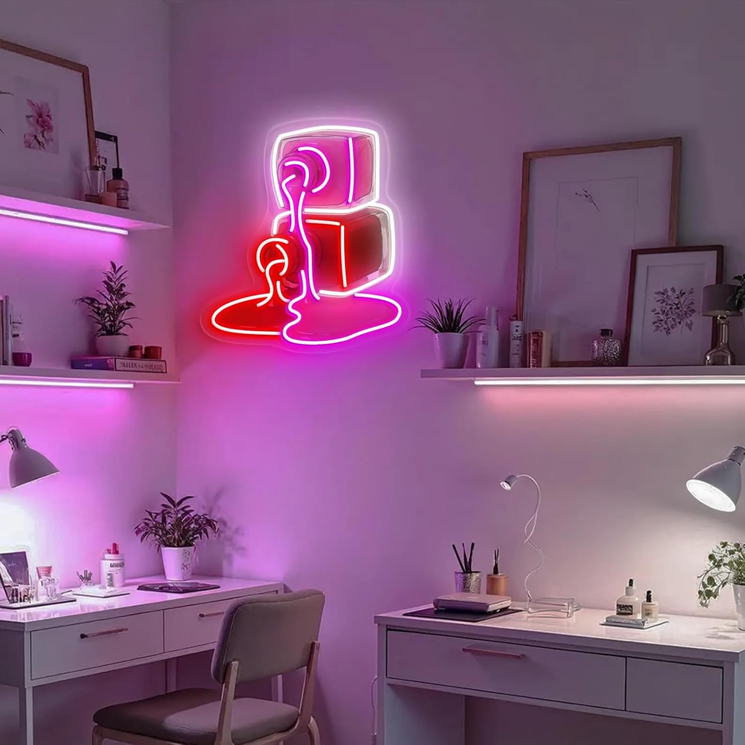 Nail Polish Spilling Neon Sign Nail Studio Beauty Salon Wall Decor Business Nail Sign Gift for Nail Lover (16 inch(40 cm)) image 3