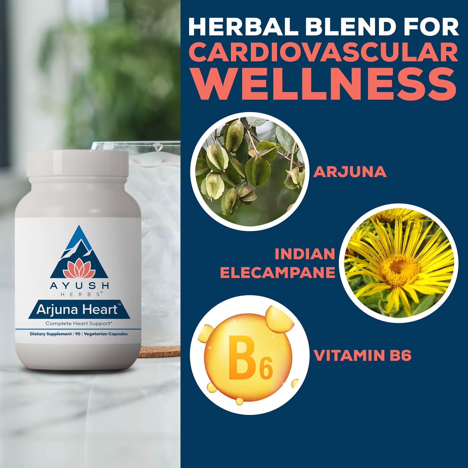 Ayush Herbs Arjuna Heart, Natural Arjuna, 90 Vegetarian Caplets — Amazon image 4