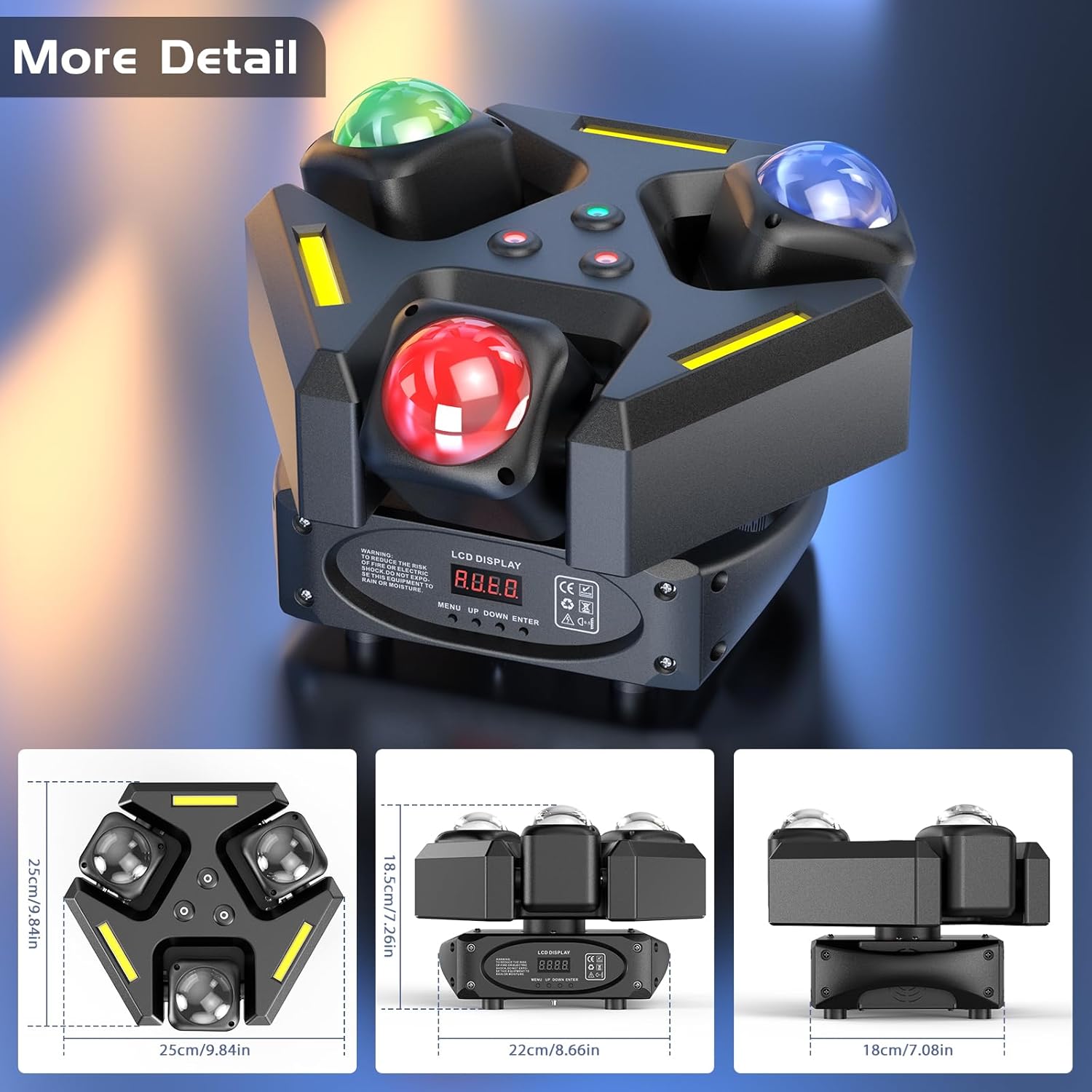 Moving Head DJ Lights, 150W RGBW LED Laser Stage Light, XY Dual-Axis Rotating, Strobe & Star Effect, Linear Dimming, DMX Sound Activated, Laser Party Lights for Live Show, Wedding, KTV Club, Bar