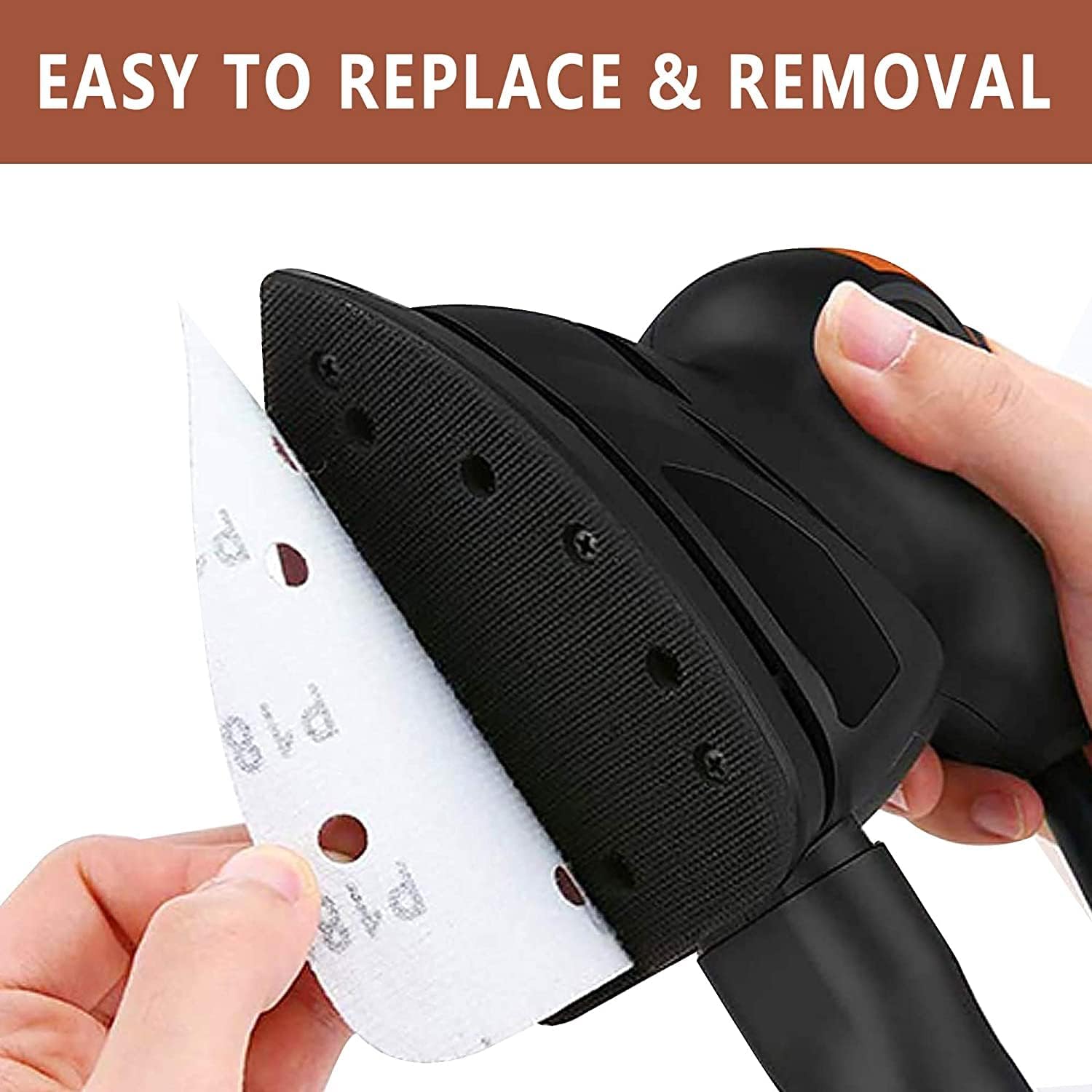 Utoolmart Detail Sander Sandpaper, Triangular Sanding Paper, Hook and Loop Sanding Pads, Triangle Oscillating Multi Tool, 40 Grits 5 Holes, 15pcs