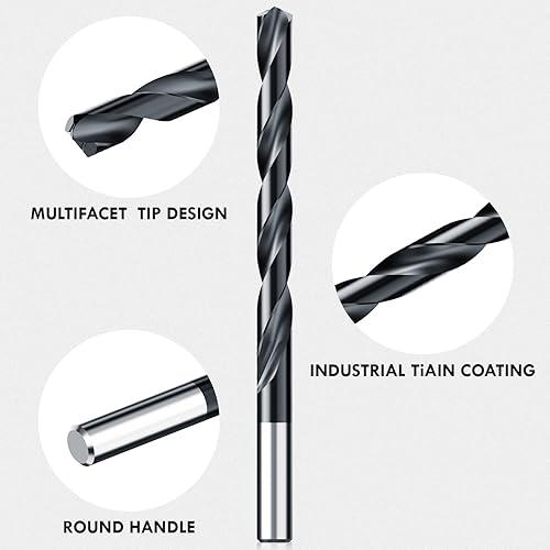 Miniatura 4 de MACXCOIP TiAIN - Juego de brocas de cobalto con revestimiento de cobalto, 29 puntas multifacéticas M35 de acero de alta velocidad para metales,