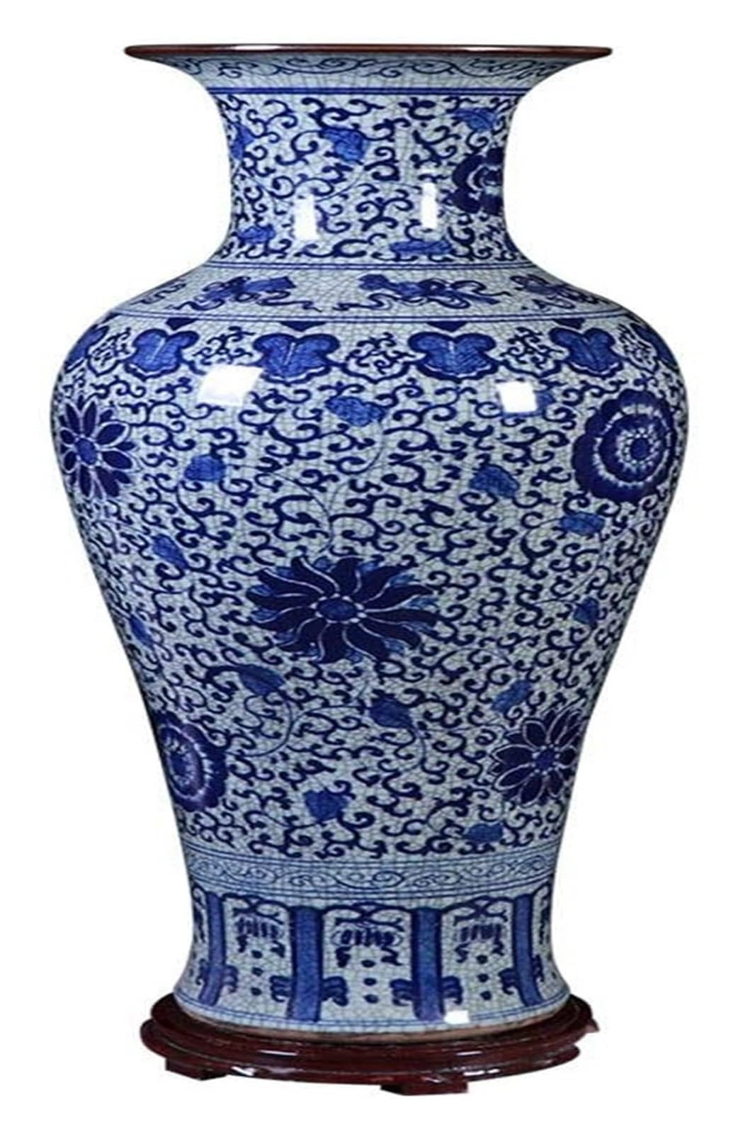asdchZen Vase Floral Ceramic Floor Antique Blue And White Porcelain Living Room Decoration 24.8 Inches High Vase