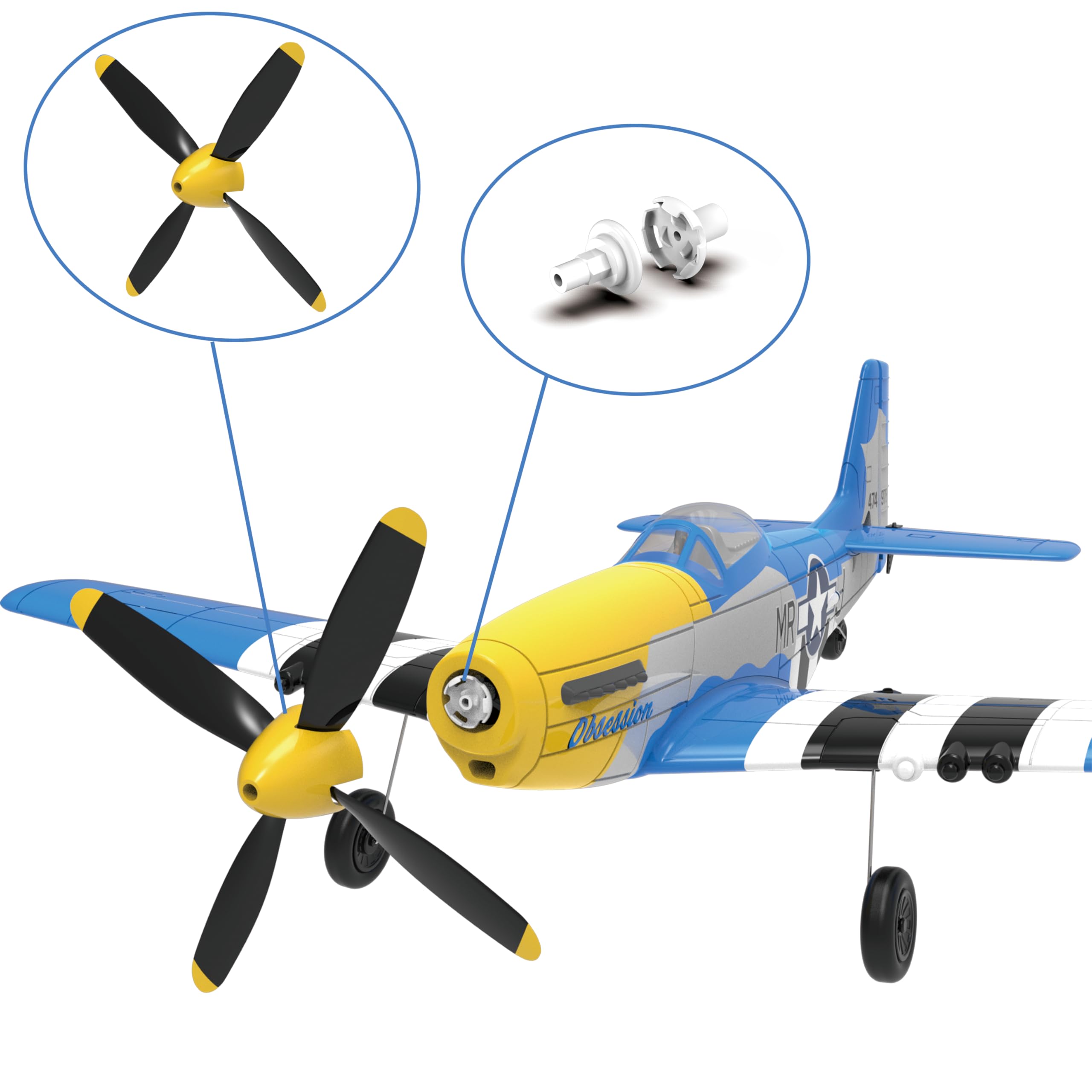 LEAMBE 3 Propeller-Sets Für P51 Mustang & P40 Warhawk RC-Flugzeuge – Mit Adapter & Propellerschonern