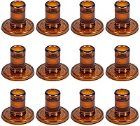 Vista 9 de 4 portavelas cónicos ámbar, portavelas de cristal a granel, candelabros transparentes para mesa de comedor