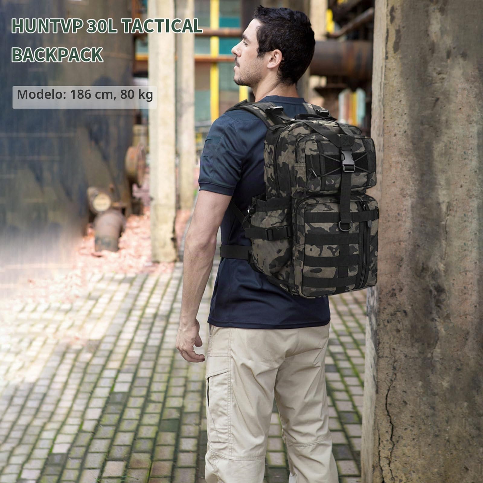 HUNTVP Mochila Militar 30L Tactica Mochila Hombre Molle Impermeable para Caza Viajar Las Actividades Aire Libre Senderismo