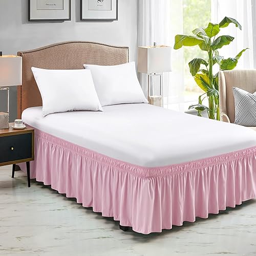 Vista 53 de FreshCulture Falda de cama King, con volantes antipolvo para cama de tamaño King, fácil ajuste con caída a medida de 15 pulgadas, falda de cama