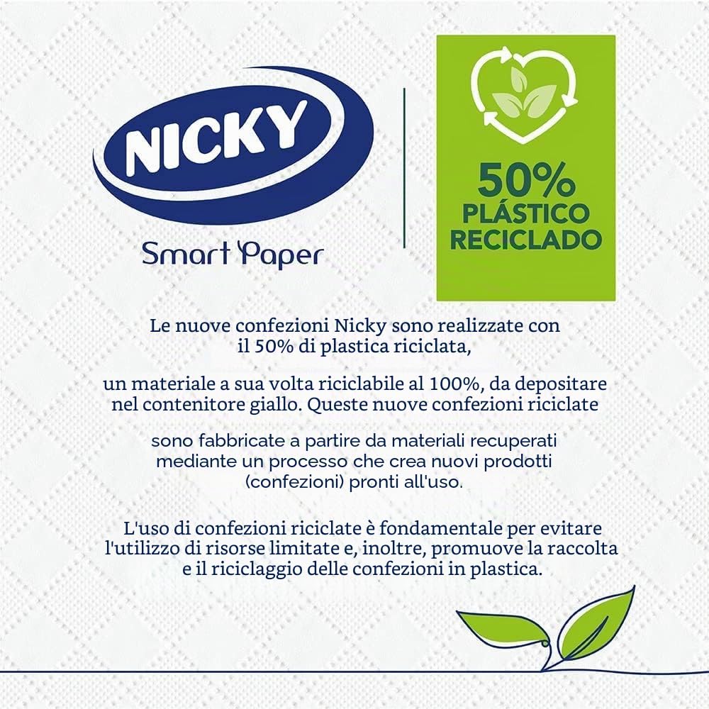 Nicky Selezione carta igienica, confezione da 96 rotoli, 150 fogli a 3 strati, con aroma di talco, carta extra morbida dermatologicamente testata, imballaggio riciclabile, cellulosa pura al 100%,