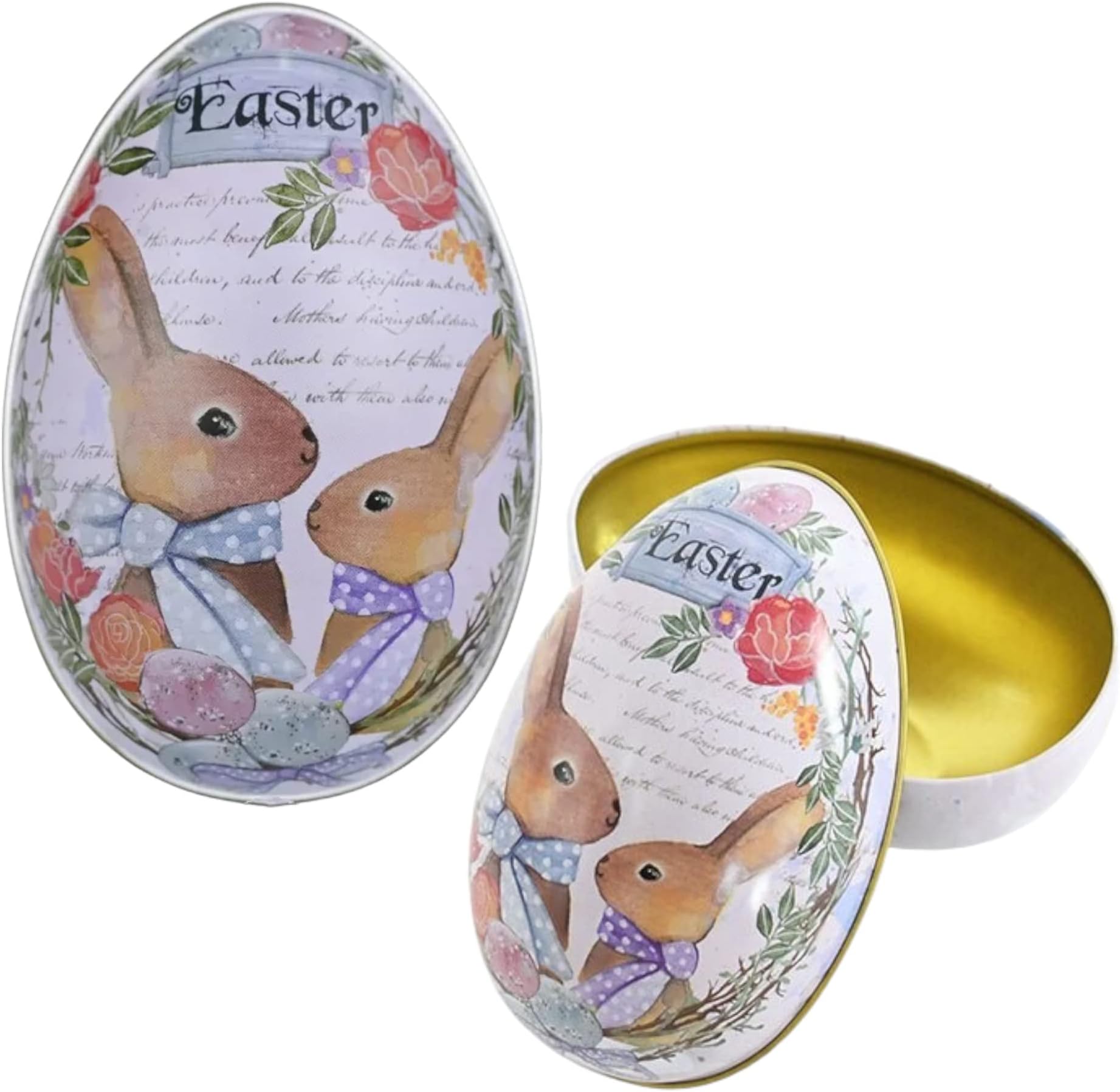 2 Pc Easter Eggs Chocolate Fillable Metal Candy Box Easter Egg Hunt Candy Easter Decorations โ Rabbit Bunny Egg Shaped Candy Box Party Supplies Decorations 12.5x8.5x9 CM Easter Gifts for Kids